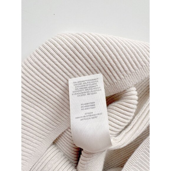 Aritzia BABATON Compose Ivory Ribbed Mock Neck Midi Sweater Dress, Size L - Picture 11 of 16